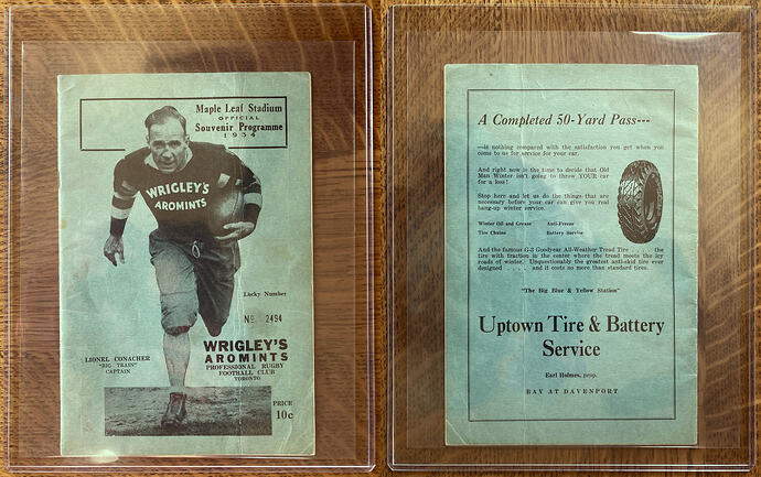 1934 Wrigley's Aromints, Maple Leaf Stadium, Toronto Program